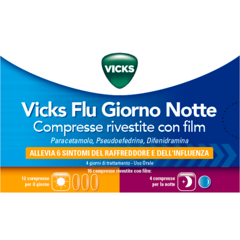 VICKS FLU GIORNO NOTTE*12 cpr giorno + 4 cpr notte