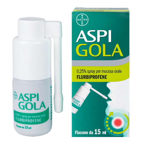 ASPI GOLA spray mucosa orale 15 ml 0,25% - sollievo rapido e duraturo dal dolore e dall'infiammazione della gola 